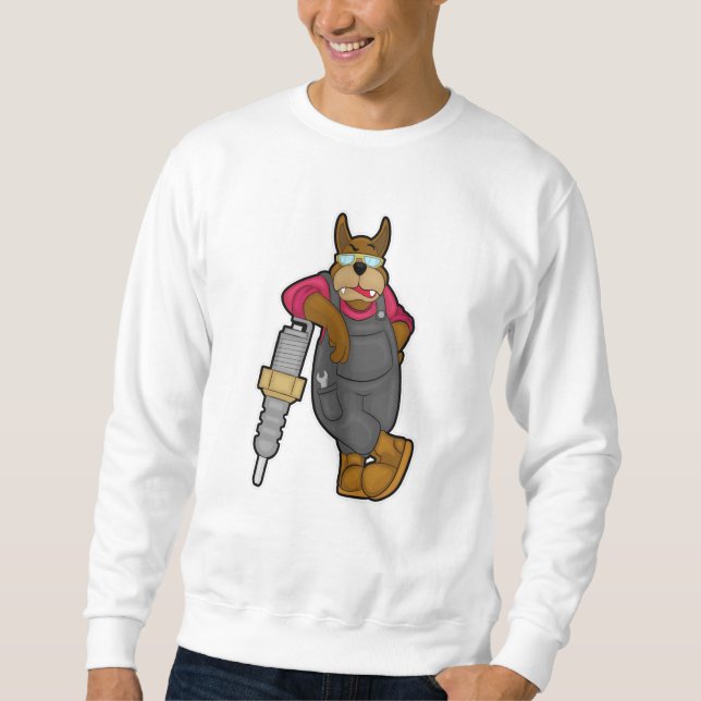 Dog as Mechanic with Spark plug Sweatshirt (Front)
