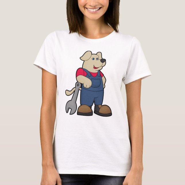 Dog as Mechanic with Wrench T-Shirt (Front)