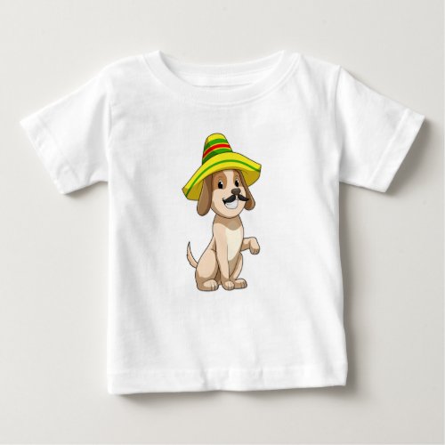 Dog as Mexican with Straw hat Baby T_Shirt
