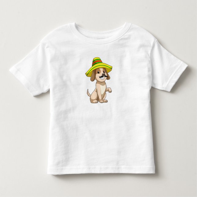 Dog as Mexican with Straw hat Toddler T-shirt (Front)