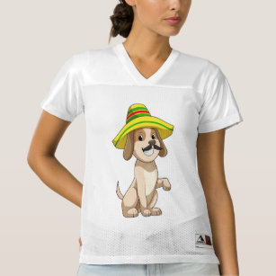 Dog as Mexican with Straw hat Women's Football Jersey