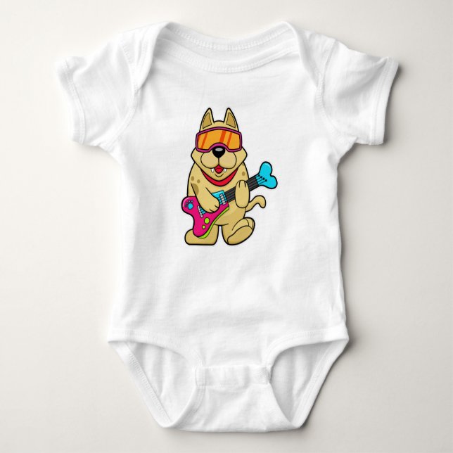 Dog as Musican with Guitar Baby Bodysuit (Front)