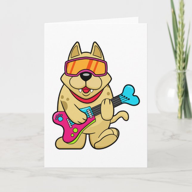Dog as Musican with Guitar Card (Front)