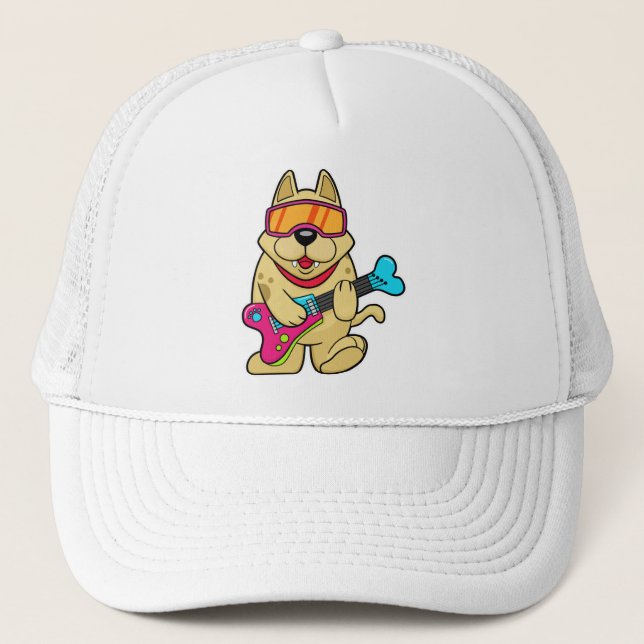 Dog as Musican with Guitar Trucker Hat (Front)
