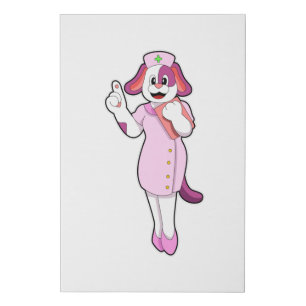 Dog as Nurse Faux Canvas Print