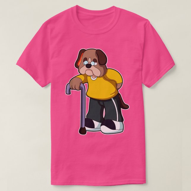 Dog as Pensioner with Walking aid T-Shirt (Design Front)