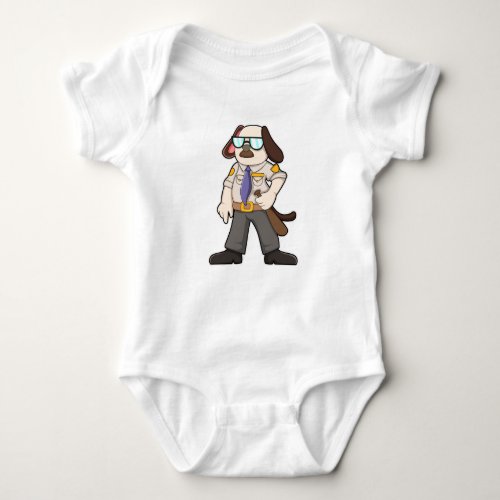 Dog as Police officer with Baton  Sunglasses Baby Bodysuit