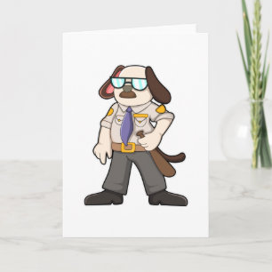 Dog as Police officer with Baton & Sunglasses Card