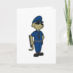 Dog as Police officer with Baton & Sunglasses Card