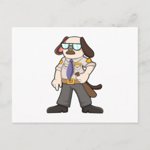 Dog as Police officer with Baton & Sunglasses Postcard