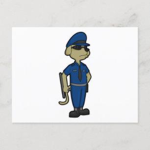 Dog as Police officer with Baton & Sunglasses Postcard