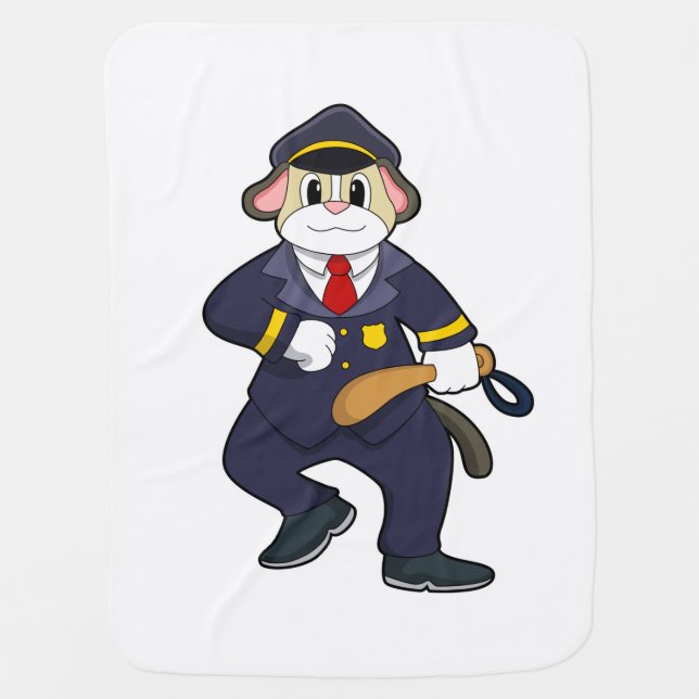 Dog as Police officer with Police uniform Baby Blanket (Front)