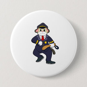 Dog as Police officer with Police uniform Button