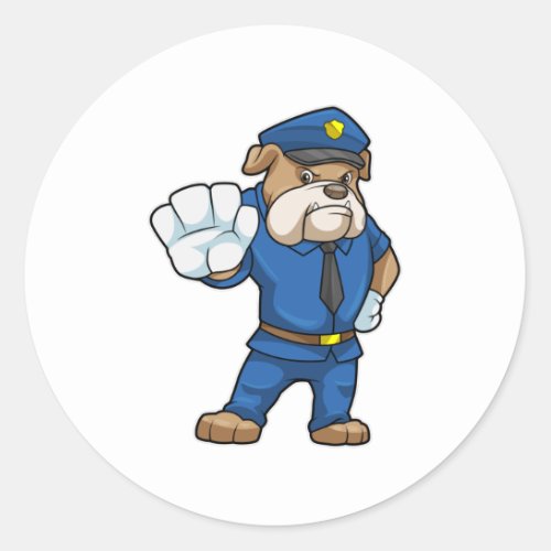 Dog as Police officer with Police uniform Classic Round Sticker