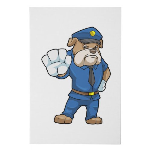Dog as Police officer with Police uniform Faux Canvas Print