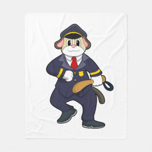 Dog as Police officer with Police uniform Fleece Blanket