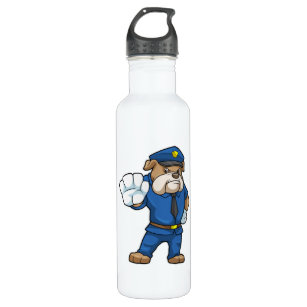 Dog as Police officer with Police uniform Stainless Steel Water Bottle