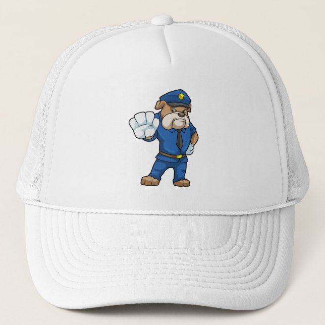 Dog as Police officer with Police uniform Trucker Hat (Front)