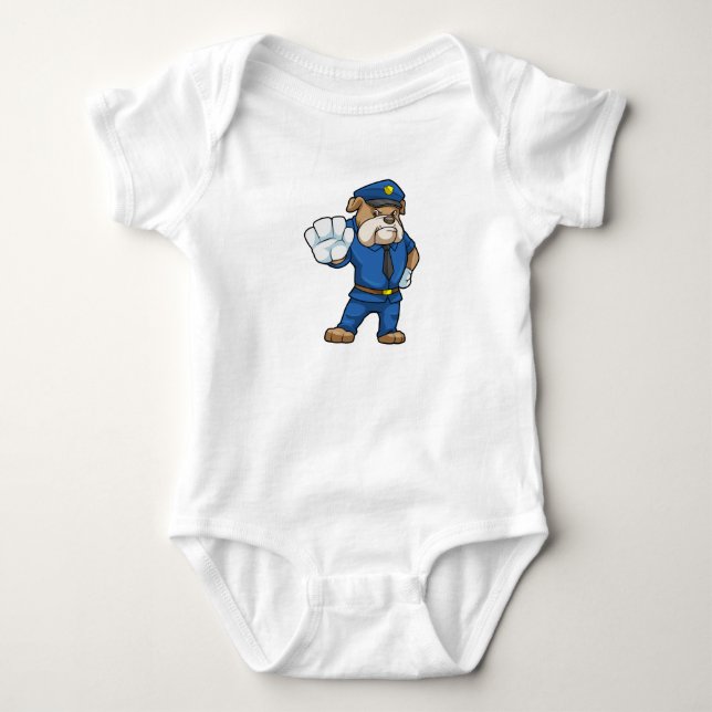 Dog as Police officer with Uniform Baby Bodysuit (Front)