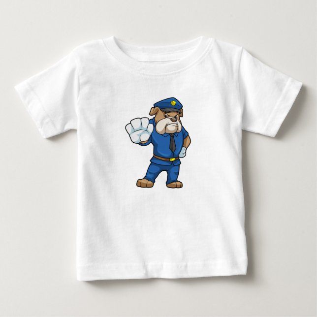 Dog as Police officer with Uniform Baby T-Shirt (Front)