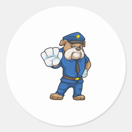 Dog as Police officer with Uniform Classic Round Sticker