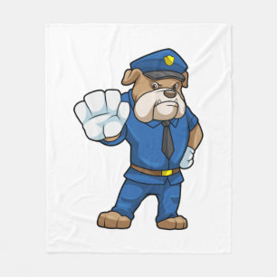 Dog as Police officer with Uniform Fleece Blanket