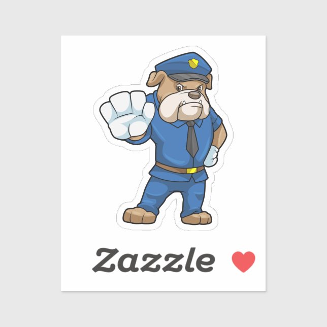 Dog as Police officer with Uniform Sticker (Sheet)