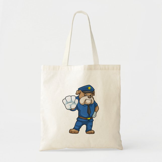 Dog as Police officer with Uniform Tote Bag (Front)