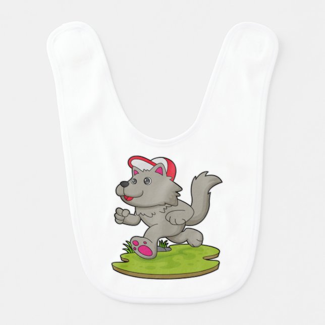 Dog as Runner with Cap Baby Bib (Front)