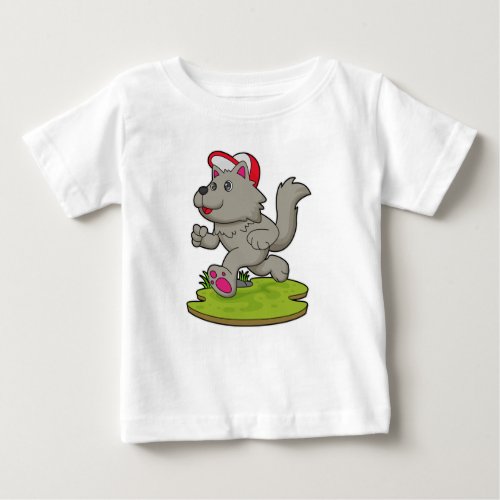 Dog as Runner with Cap Baby T_Shirt
