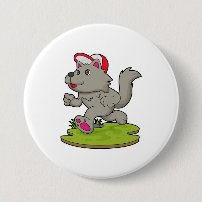 Dog as Runner with Cap Button (Front)