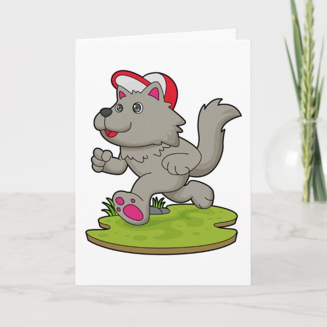 Dog as Runner with Cap Card (Front)