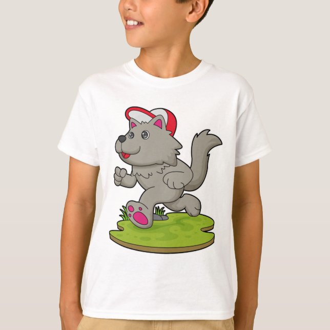 Dog as Runner with Cap T-Shirt (Front)