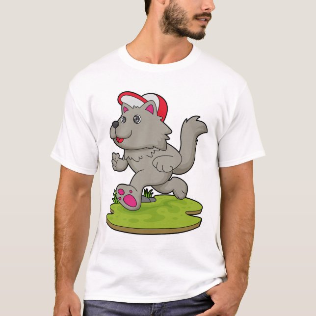 Dog as Runner with Cap T-Shirt (Front)