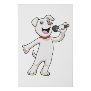 Dog as Singer with Microphone Faux Canvas Print