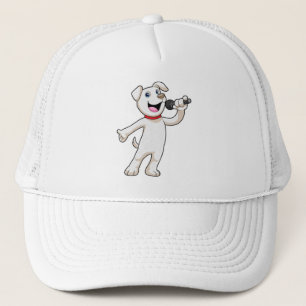 Dog as Singer with Microphone Trucker Hat