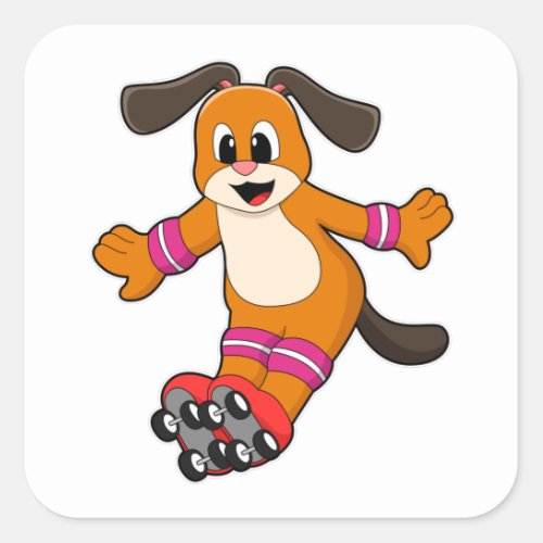 Dog as Skater with Inline skates Square Sticker