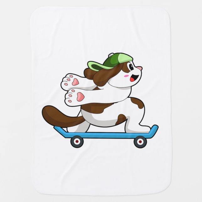 Dog as Skater with Skateboard Baby Blanket (Front)
