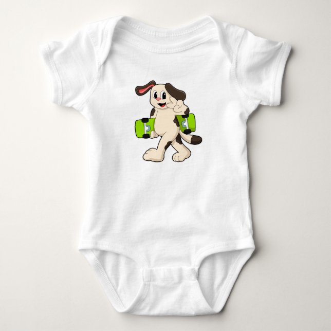 Dog as Skater with Skateboard Baby Bodysuit (Front)