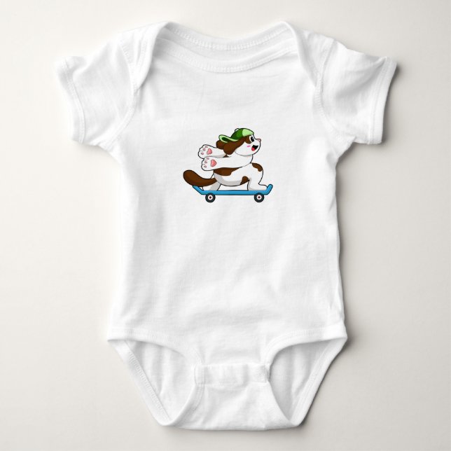 Dog as Skater with Skateboard Baby Bodysuit (Front)