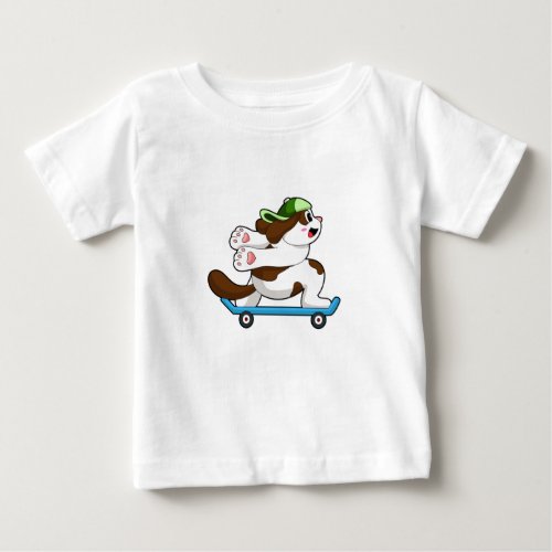 Dog as Skater with Skateboard Baby T_Shirt