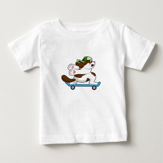 Dog as Skater with Skateboard Baby T-Shirt (Front)