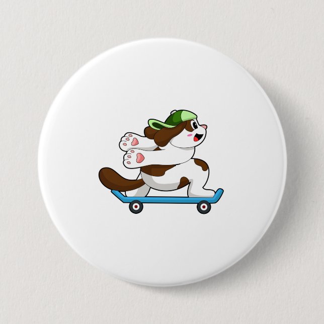 Dog as Skater with Skateboard Button (Front)