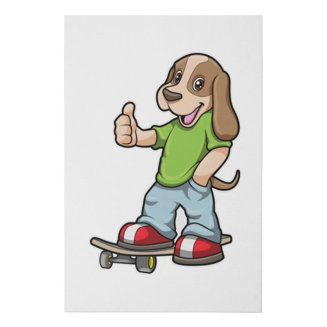 Dog as Skater with Skateboard Faux Canvas Print (Front)
