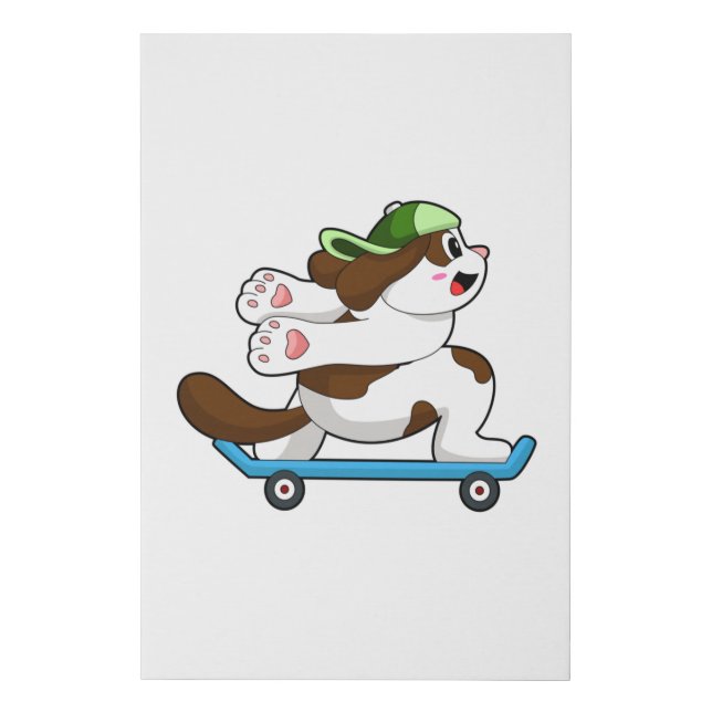 Dog as Skater with Skateboard Faux Canvas Print (Front)