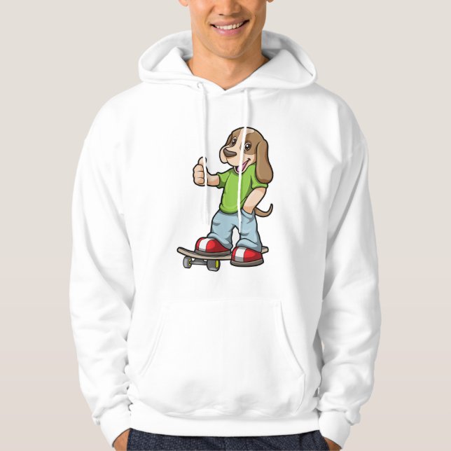 Dog as Skater with Skateboard Hoodie (Front)