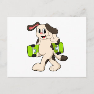 Dog as Skater with Skateboard Postcard