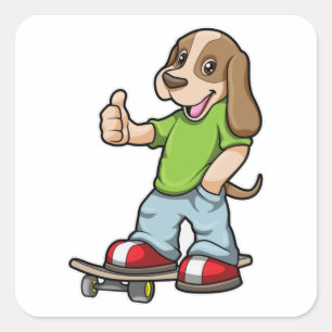 Dog as Skater with Skateboard Square Sticker