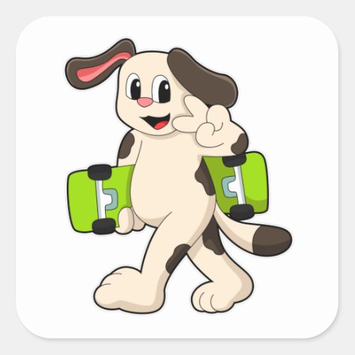 Dog as Skater with Skateboard Square Sticker