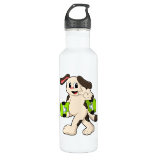 Dog as Skater with Skateboard Stainless Steel Water Bottle